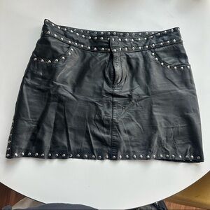 Genuine Leather studded skirt